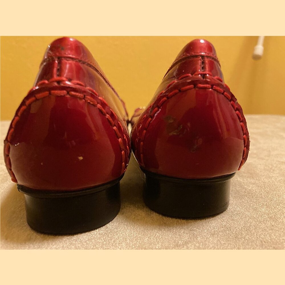 Stuart Weizmann Metallic Red Loafers With Brass A… - image 4